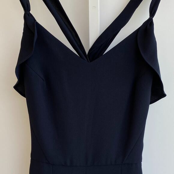 Reiss London Amika Cross Back Ruffle Jumpsuit in Navy Blue sz 2 - Picture 7 of 14